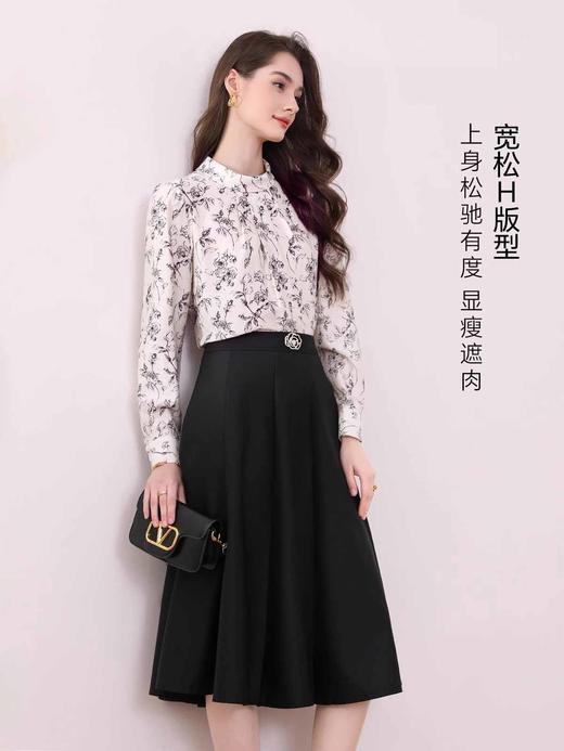 全新升级【铂金会员165/天猫219/差价54】(62210)洛诗琳法式碎花长袖衬衫女春季2025新款气质通勤雪纺衫上衣 商品图2