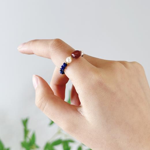 敦煌【青金石玛瑙戒指】爆款新中式饰品 彩色石串珠戒指民族风复古指环手饰女 商品图6