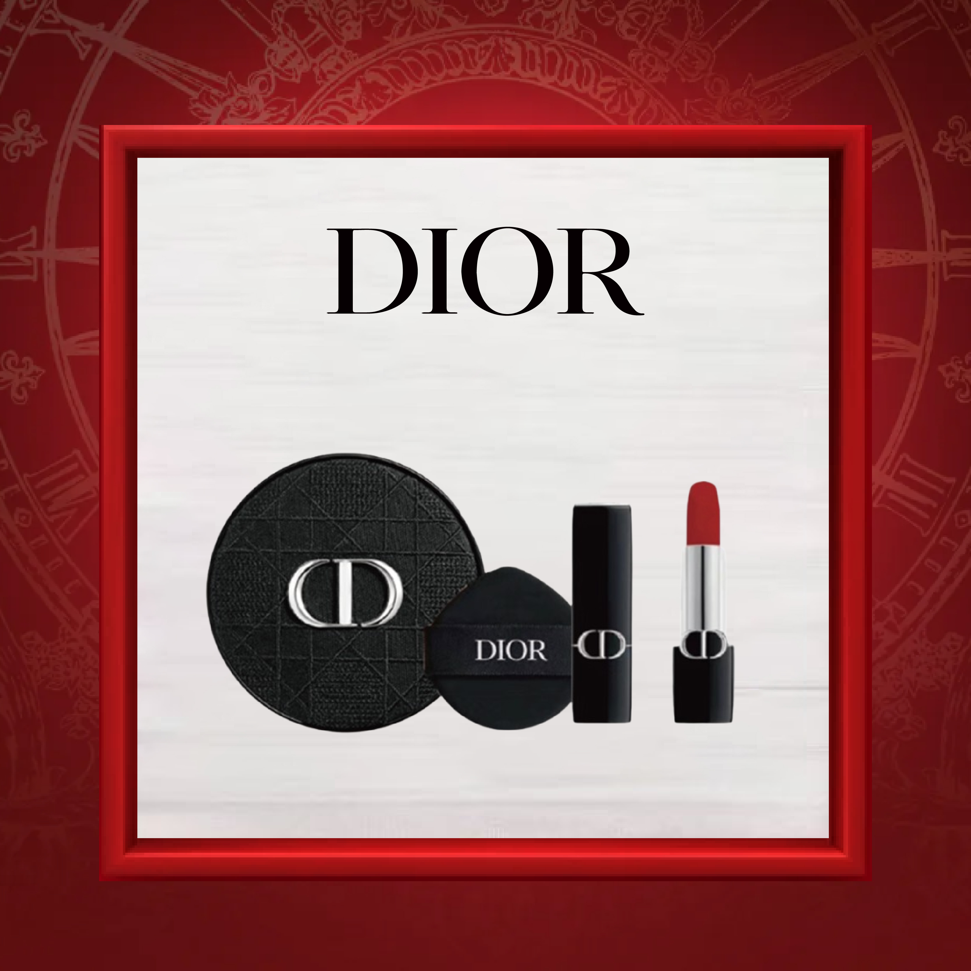 【1F】DIOR迪奥【新品】凝脂恒久气垫套装+新蓝金烈焰口红