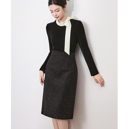 【高货wl】全新升级【铂金会员339/天猫459/差价120】(61432) 洛诗琳法式高级感气质连衣裙重工亮片编织拼接包臀裙子 商品图1