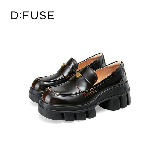 DFuse迪芙斯2025春季新款轻便通勤皮鞋三角标增高厚底乐福鞋DFD1112105 商品图2
