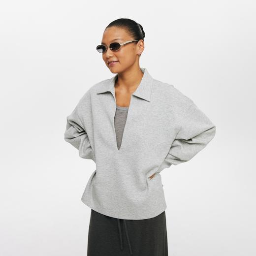 oneup深V领翻领空气层Polo卫衣 商品图3