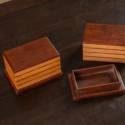 清 黄花梨册页形盖盒（一对） 商品图1