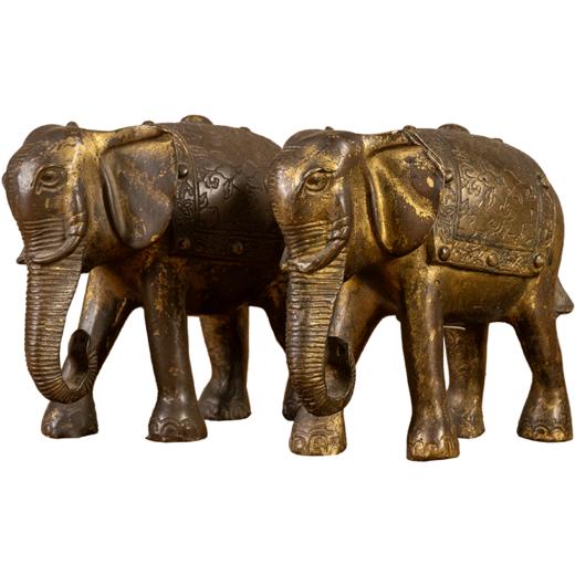 清 铜鎏金大象摆件（一对） 商品图5