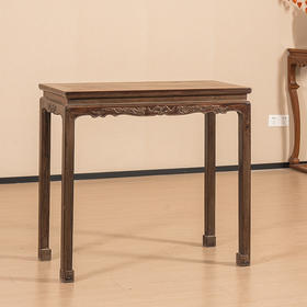 清 红木束腰马蹄腿螭龙纹半桌