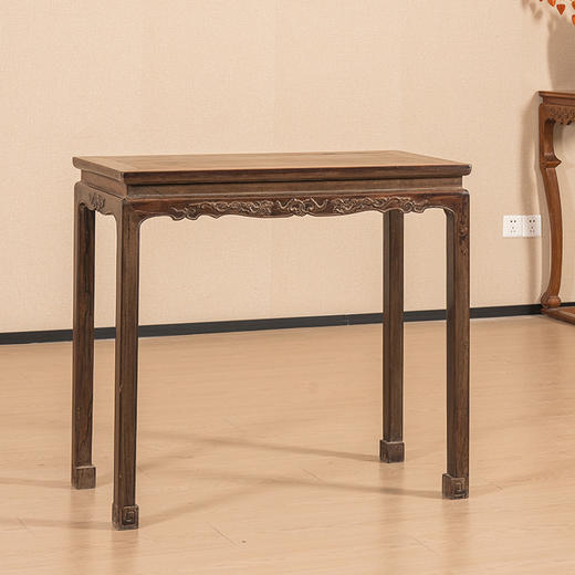 清 红木束腰马蹄腿螭龙纹半桌 商品图0