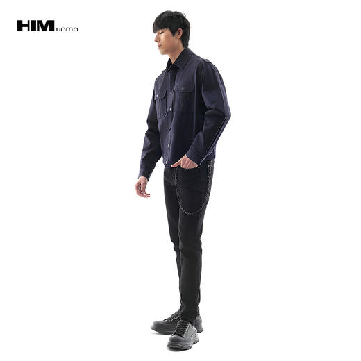 HIM漢崇 潮流精致立体字母刺绣衬衫男 棉感工装休闲上衣2025秋季 商品图1