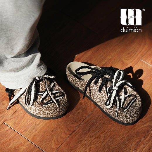 对面duimian-春夏新品袋鼠豹纹勃肯半拖 商品图0