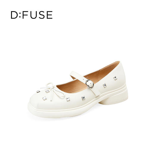 Dfuse迪芙斯2025春季新款甜酷时尚单鞋钻钉蝴蝶结方头玛丽珍鞋DFD1111109 商品图9