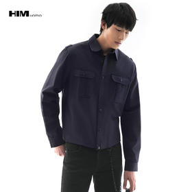 HIM漢崇 潮流精致立体字母刺绣衬衫男 棉感工装休闲上衣2025秋季
