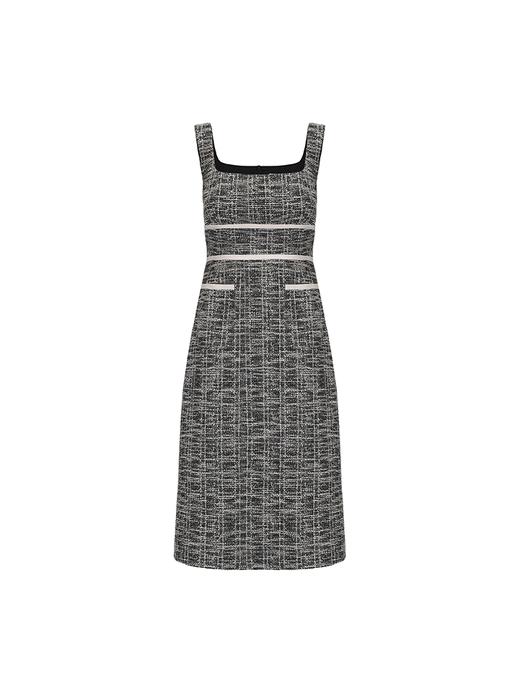 【维多利亚】撞色线条拼接设计小香风收腰连衣裙 商品图4