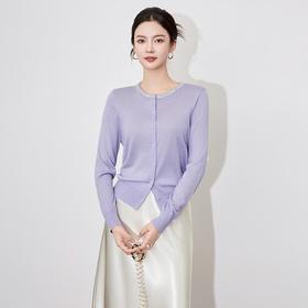 【高货wl】全新升级【铂金会员192/天猫259/差价67】(55822) 洛诗琳轻奢重工镶钻圆领高级感气质修身针织开衫上衣