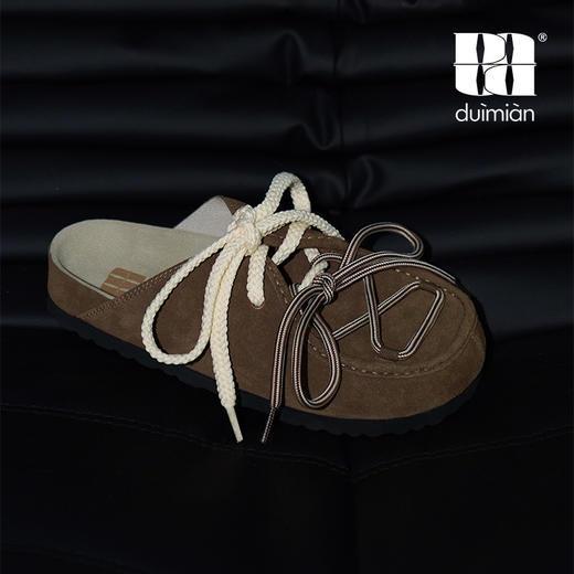 对面duimian-春夏新品袋鼠鞋棕色/牛仔蓝勃肯半拖 商品图3