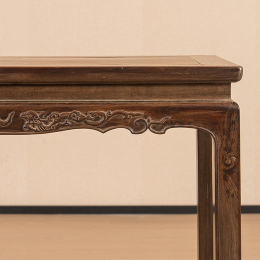 清 红木束腰马蹄腿螭龙纹半桌 商品图3