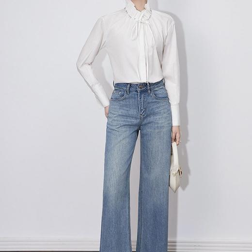 【高货wl】全新升级【铂金会员247/天猫329/差价82】(61658) 洛诗琳重工烫钻牛仔裤春季新款时尚高腰休闲通勤阔腿裤女 商品图1