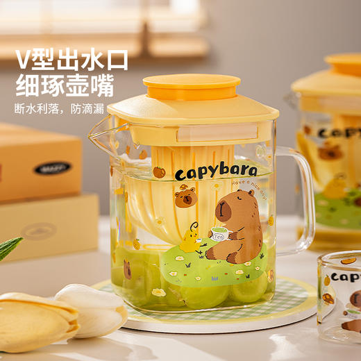 摩登主妇卡皮巴拉冷水壶玻璃耐高温家用凉水壶高颜值冷泡壶凉水杯 商品图3