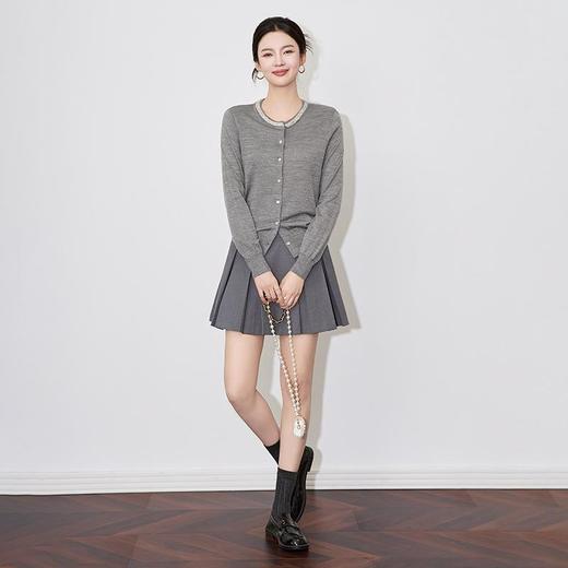 【高货wl】全新升级【铂金会员192/天猫259/差价67】(55822) 洛诗琳轻奢重工镶钻圆领高级感气质修身针织开衫上衣 商品图3