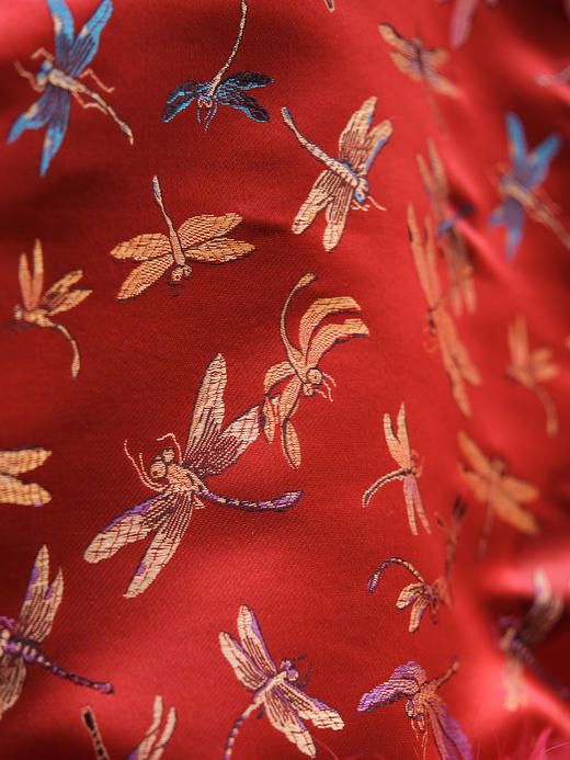 盛唐牡丹| 儿童系列|Kids 织锦缎鸵鸟毛上衣-红色 商品图5