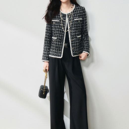 【高货sh】全新升级【铂金会员367/天猫489/差价122】(64021) 洛诗琳早春新款法式轻奢风格纹蝴蝶纱粗花呢小香风外套女 商品图4