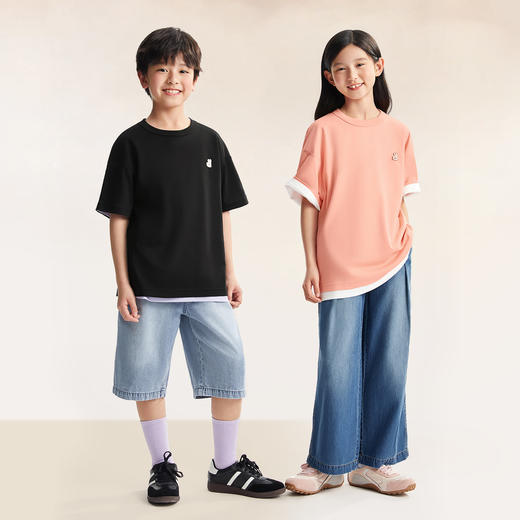 【超舒衣·速干短T】男女童透气速干全棉T恤夏季新款安奈儿童装实体店同款AM421874 商品图3