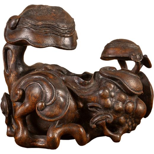 清 沉香木雕灵芝纹水洗 商品图5