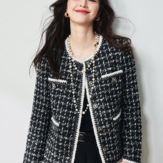 【高货sh】全新升级【铂金会员367/天猫489/差价122】(64021) 洛诗琳早春新款法式轻奢风格纹蝴蝶纱粗花呢小香风外套女 商品图1