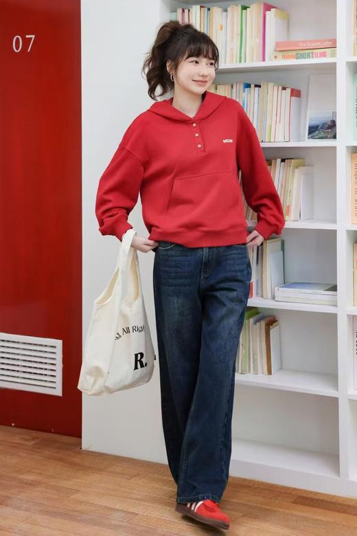 【预售】柚丁女装红色连帽减龄卫衣9A11V27409 商品图2