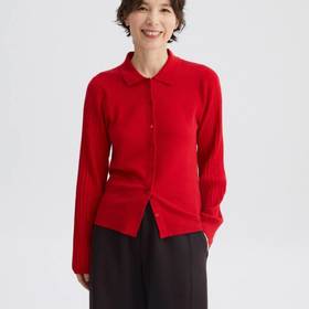 2楼素然丝棉横机翻领开衫吊牌价1450