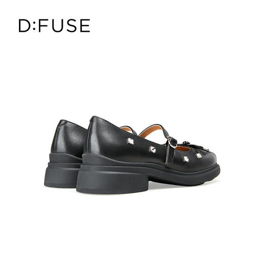 Dfuse迪芙斯2025春季新款甜酷时尚单鞋钻钉蝴蝶结方头玛丽珍鞋DFD1111109 商品图4