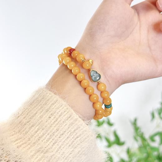 敦煌【鎏金岁月·双圈蜜蜡手串】敦煌福泽中式国风 蜜蜡手串配饰 小众轻奢手串 商品图8