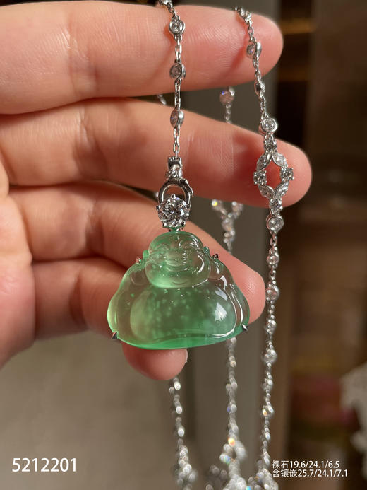 玻璃种艳绿佛公吊坠【5212201】具体价格微信咨询 商品图2