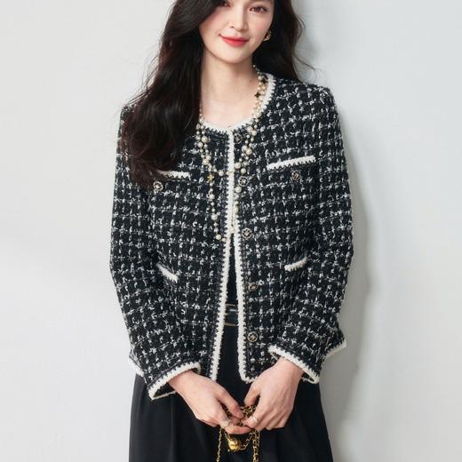 【高货sh】全新升级【铂金会员367/天猫489/差价122】(64021) 洛诗琳早春新款法式轻奢风格纹蝴蝶纱粗花呢小香风外套女 商品图2