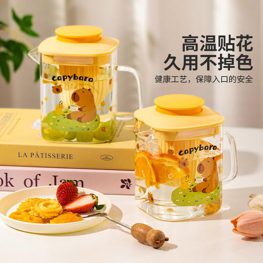 摩登主妇卡皮巴拉冷水壶玻璃耐高温家用凉水壶高颜值冷泡壶凉水杯 商品图1