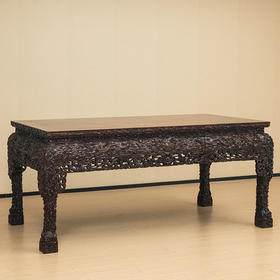 二十世纪 红木满雕云龙纹大画案