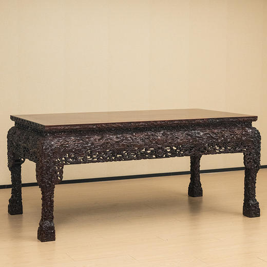 二十世纪 红木满雕云龙纹大画案 商品图0