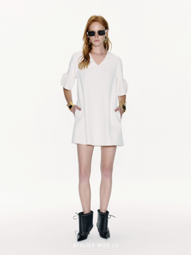 【杜维埃夏日】层叠圆片拼接设计A字连衣裙