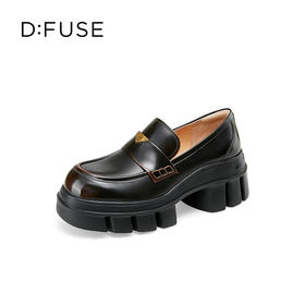 DFuse迪芙斯2025春季新款轻便通勤皮鞋三角标增高厚底乐福鞋DFD1112105