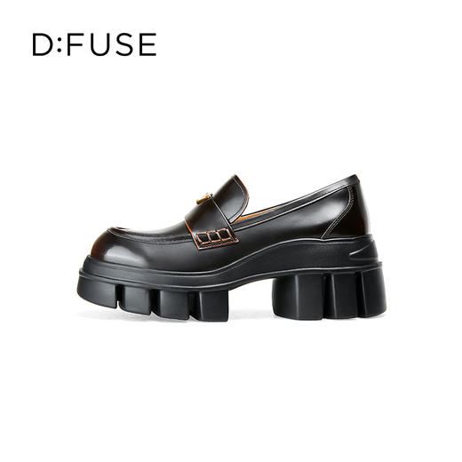 DFuse迪芙斯2025春季新款轻便通勤皮鞋三角标增高厚底乐福鞋DFD1112105 商品图1