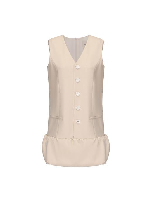 【夏日奏章】蓬松花苞下摆拼接直身纽扣连衣裙 商品图4