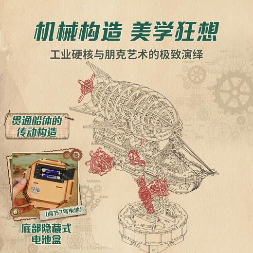 同趣 蒸汽迷航传动模型 手工飞船 生日礼物 商品图6