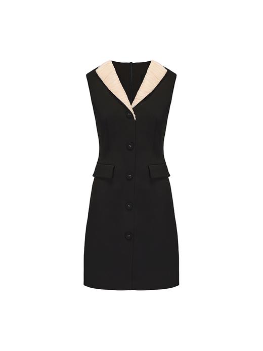 【泰晤士河畔】肌理柔纱艺术拼接收腰马甲连衣裙 商品图4