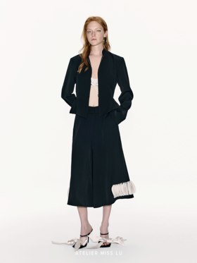 【花瓣骑士】层叠圆片拼接设计阔腿七分裤