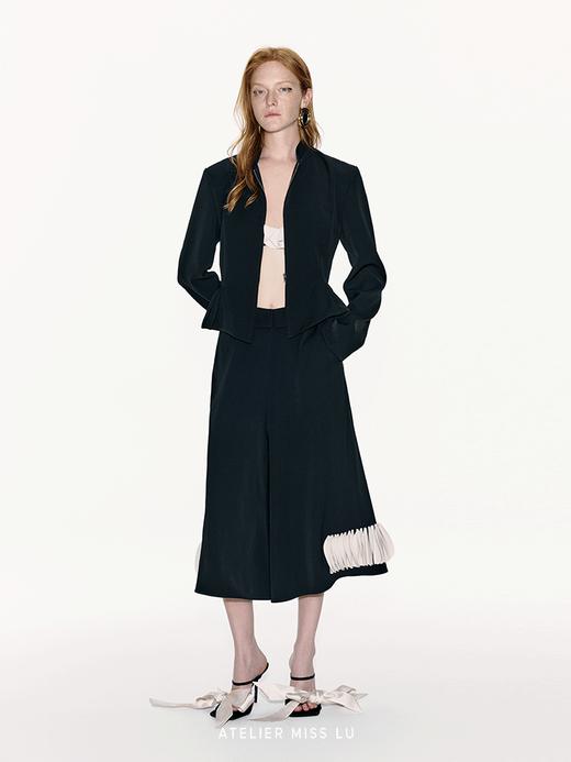 【花瓣骑士】层叠圆片拼接设计阔腿七分裤 商品图0