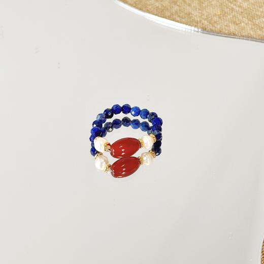 敦煌【青金石玛瑙戒指】爆款新中式饰品 彩色石串珠戒指民族风复古指环手饰女 商品图4