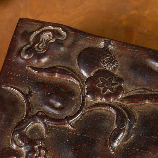 清 红木石榴纹方形盖盒 商品图2