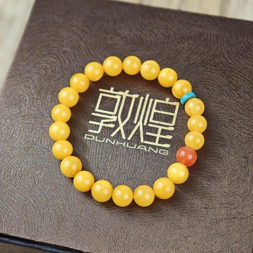 敦煌【蕴泽·蜜蜡南红手串】敦煌福泽轻奢蜜蜡佛珠手串女南红单圈手链复古中国风设计款 商品图3