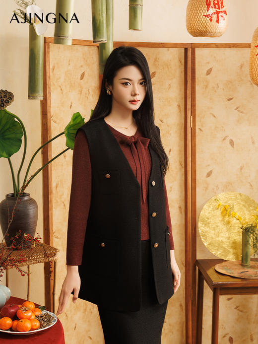 【商场同款】阿菁娜2025春季新款宽松直身小香风马甲A30C103005 商品图3