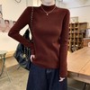 【89/2斤】复古半高领短款针织衫 轻薄修身内搭长袖T恤 商品缩略图0