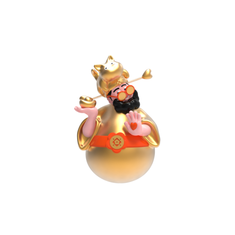 四喜财神-金色橘腰9cm