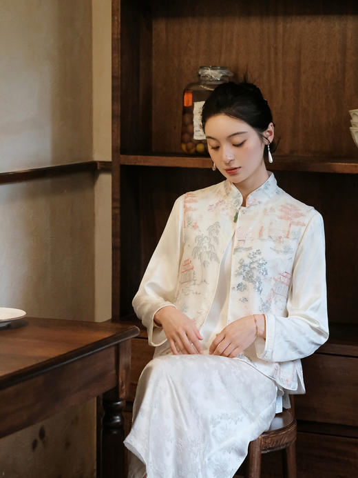 盛唐牡丹 |真丝绡如意湖亭对襟马甲 商品图2